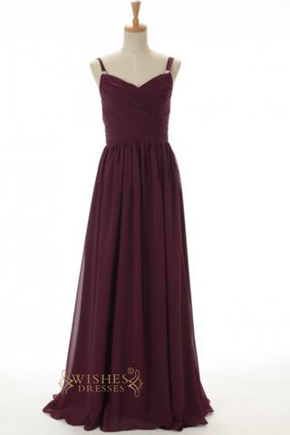 A-line Burgundy Straps V-neck Bridesmaid Dress   AM251
