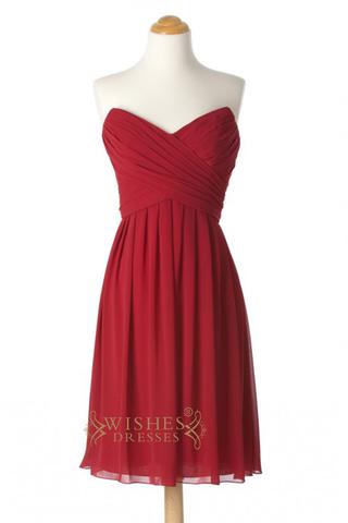 A-line Red Chiffon Knee Length Bridesmaid Dresses AM260