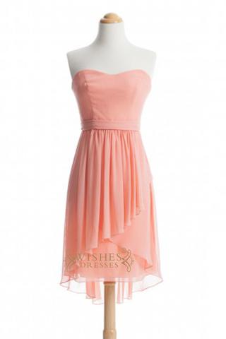 A-line Red Chiffon Knee Length Bridesmaid Dresses AM325