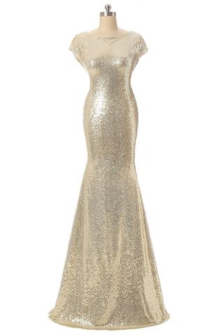 Long Rose Gold Sequins Bridesmaid Dress/ Evening Dress AM476