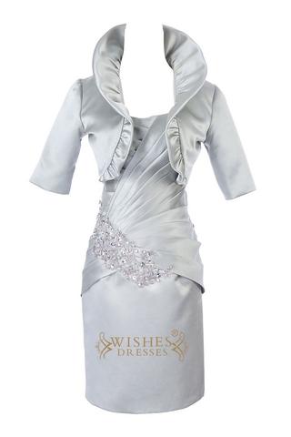 Column Silver Satin Mother of the Bride /Groom Dresses Am192