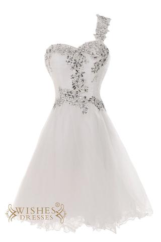 Bling One-shoulder Short Wedding Dress/ Engagement Party Dress Am33