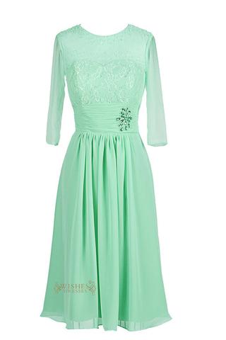 Lace Top O-neck Half Sleeves Mint Mother of The Bride Dress /Bridesmaid Dress Am66